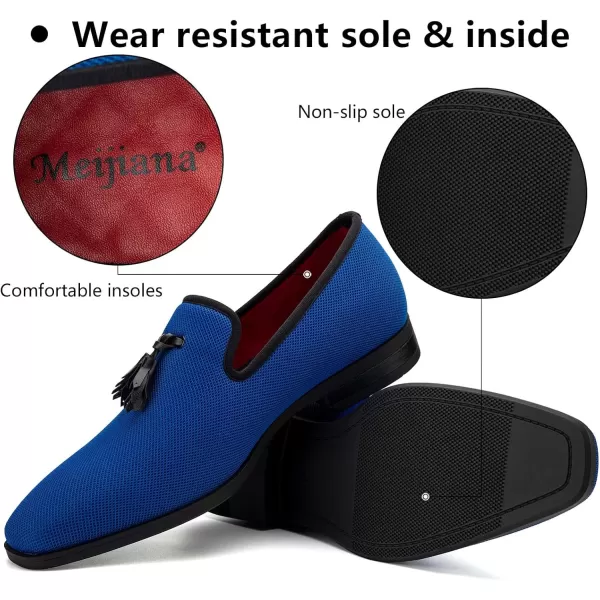 Meijiana Mens Loafers Lightweight SlipOn Moccasins Stylish Dress Shoes Breathable Tassels LoafersLight Blue23