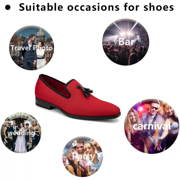 Meijiana Mens Loafers Lightweight SlipOn Moccasins Stylish Dress Shoes Breathable Tassels LoafersRed26