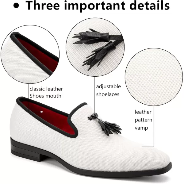 Meijiana Mens Loafers Lightweight SlipOn Moccasins Stylish Dress Shoes Breathable Tassels LoafersWhite21