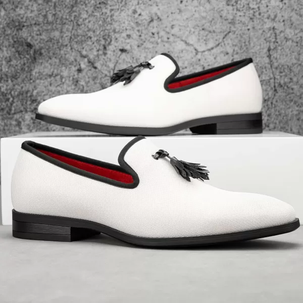 Meijiana Mens Loafers Lightweight SlipOn Moccasins Stylish Dress Shoes Breathable Tassels LoafersWhite21