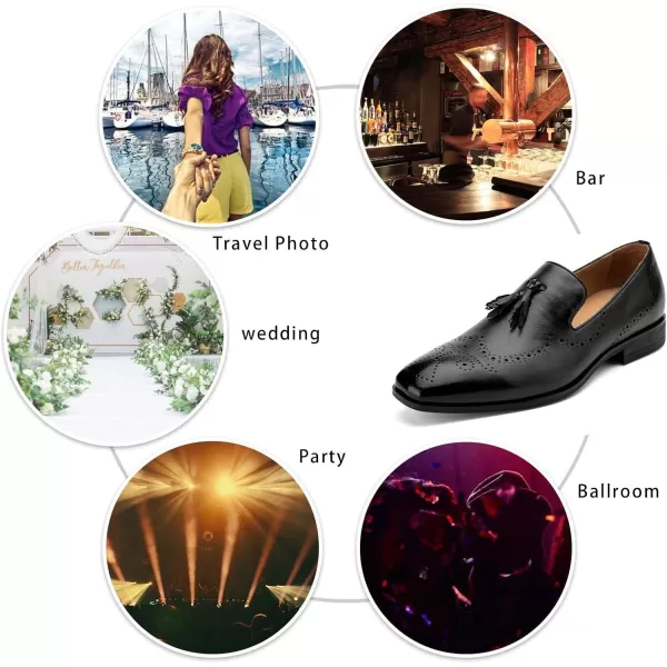 Meijiana Mens Loafers Wedding Dress Shoes SlipOn Loafers for Men Tuxedo Suit ShoesBlack11