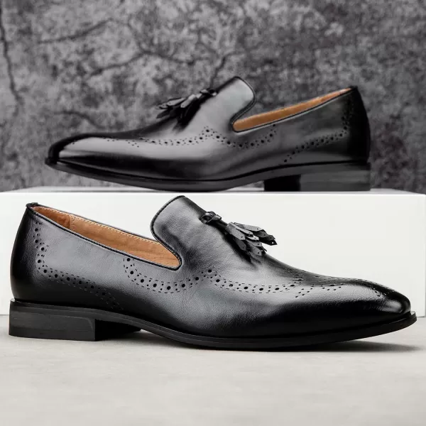 Meijiana Mens Loafers Wedding Dress Shoes SlipOn Loafers for Men Tuxedo Suit ShoesBlack11
