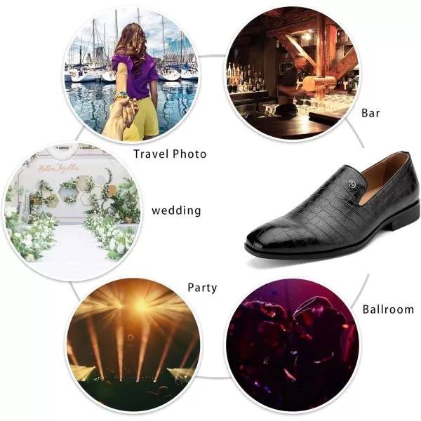 Meijiana Mens Loafers Wedding Dress Shoes SlipOn Loafers for Men Tuxedo Suit ShoesBlack15