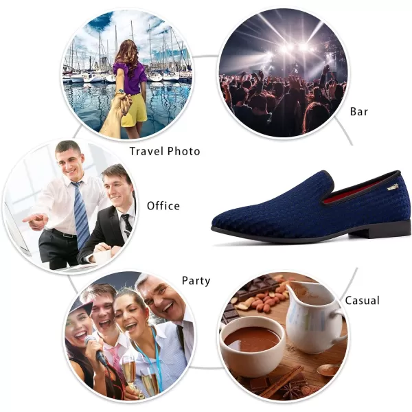 Meijiana Mens Loafers Wedding Dress Shoes SlipOn Loafers for Men Tuxedo Suit ShoesBlue03