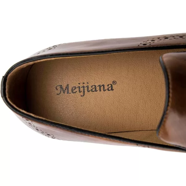 Meijiana Mens Loafers Wedding Dress Shoes SlipOn Loafers for Men Tuxedo Suit ShoesBrown10