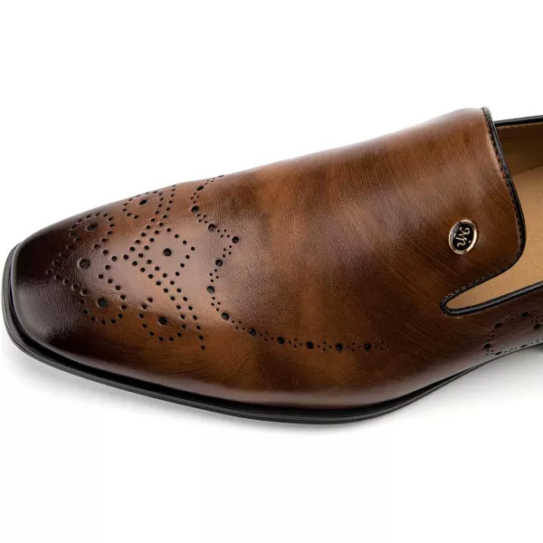Meijiana Mens Loafers Wedding Dress Shoes SlipOn Loafers for Men Tuxedo Suit ShoesBrown12