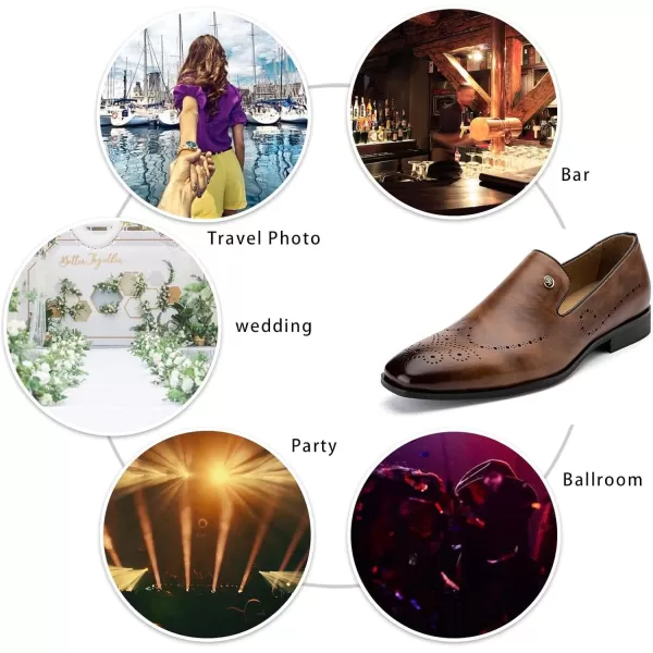 Meijiana Mens Loafers Wedding Dress Shoes SlipOn Loafers for Men Tuxedo Suit ShoesBrown12