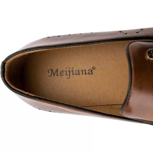 Meijiana Mens Loafers Wedding Dress Shoes SlipOn Loafers for Men Tuxedo Suit ShoesBrown12