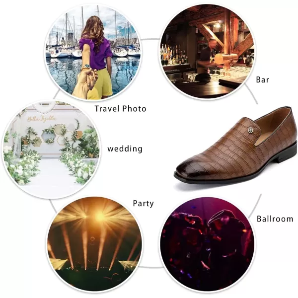 Meijiana Mens Loafers Wedding Dress Shoes SlipOn Loafers for Men Tuxedo Suit ShoesBrown14