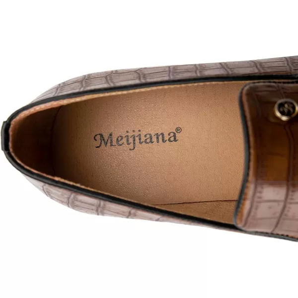 Meijiana Mens Loafers Wedding Dress Shoes SlipOn Loafers for Men Tuxedo Suit ShoesBrown14