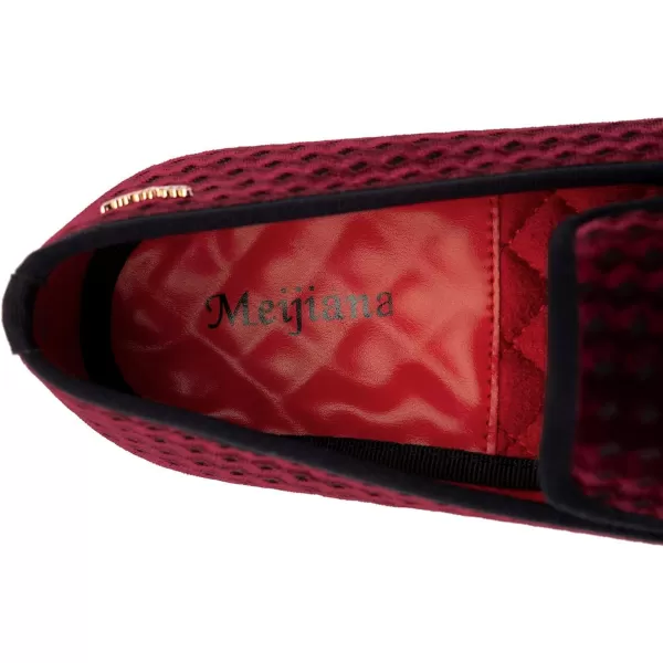 Meijiana Mens Loafers Wedding Dress Shoes SlipOn Loafers for Men Tuxedo Suit ShoesRed02
