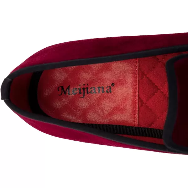 Meijiana Mens Loafers Wedding Dress Shoes SlipOn Loafers for Men Tuxedo Suit ShoesRed05
