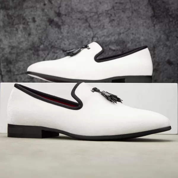 Meijiana Mens Loafers Wedding Dress Shoes SlipOn Loafers for Men Tuxedo Suit ShoesWhite06