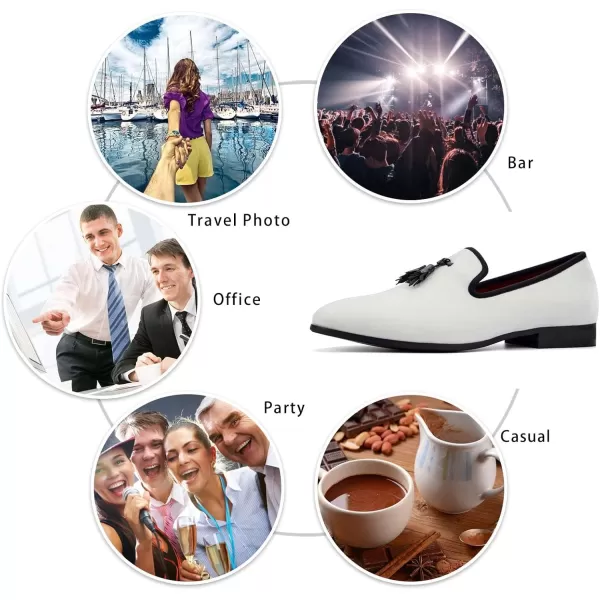 Meijiana Mens Loafers Wedding Dress Shoes SlipOn Loafers for Men Tuxedo Suit ShoesWhite06