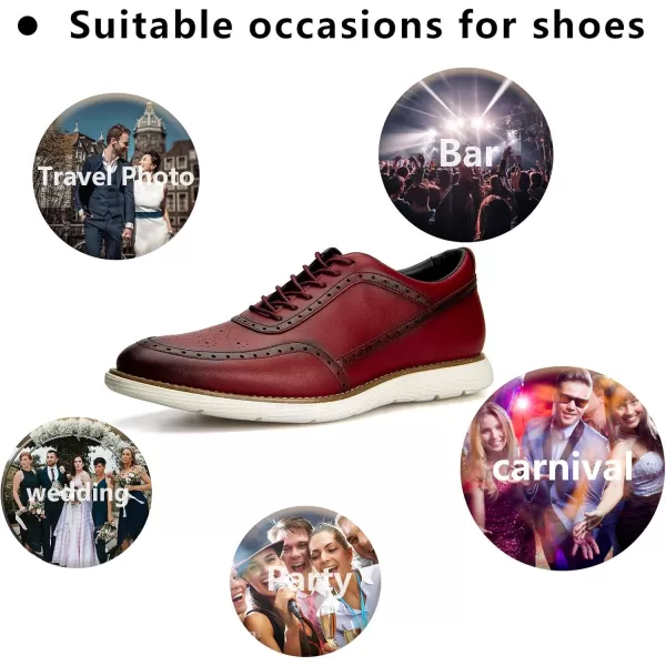 Meijiana Mens Oxford Shoes Dress Shoes Mens Lightweight laceup Fashion ShoesRed06