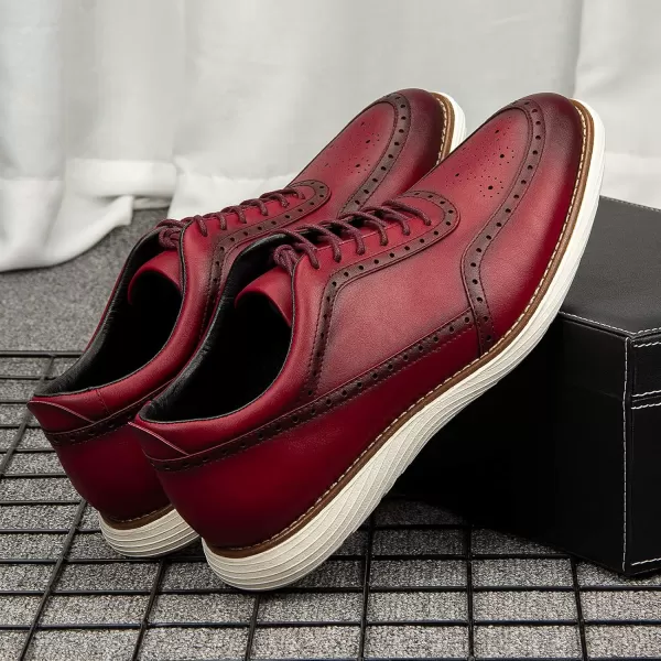 Meijiana Mens Oxford Shoes Dress Shoes Mens Lightweight laceup Fashion ShoesRed06