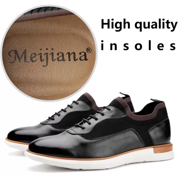 Meijiana Mens Oxfords Casual Dress Shoes Leather Lace Up Shoes for Men Business Oxford ShoesBlack07