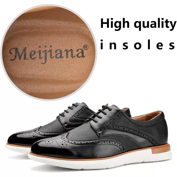 Meijiana Mens Oxfords Casual Dress Shoes Leather Lace Up Shoes for Men Business Oxford ShoesBlack11