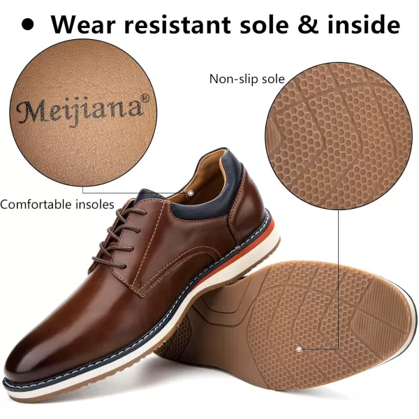 Meijiana Mens Oxfords Casual Dress Shoes Leather Lace Up Shoes for Men Business Oxford ShoesBrown01