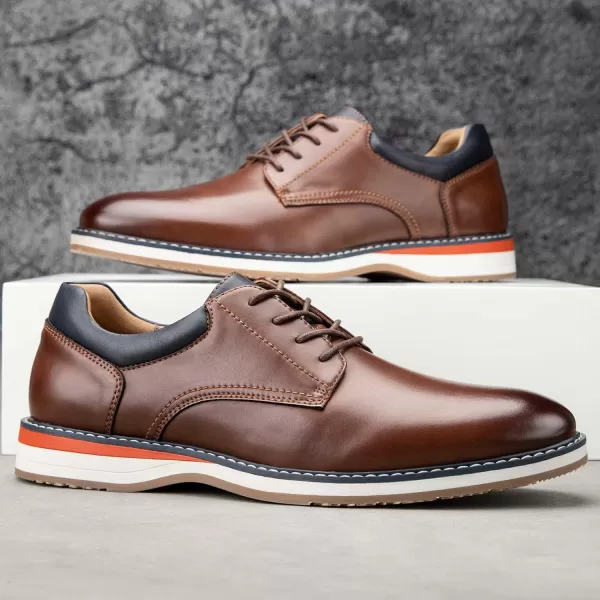 Meijiana Mens Oxfords Casual Dress Shoes Leather Lace Up Shoes for Men Business Oxford ShoesBrown01