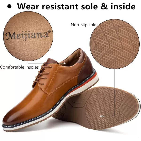 Meijiana Mens Oxfords Casual Dress Shoes Leather Lace Up Shoes for Men Business Oxford ShoesBrown03