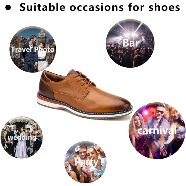 Meijiana Mens Oxfords Casual Dress Shoes Leather Lace Up Shoes for Men Business Oxford ShoesBrown03
