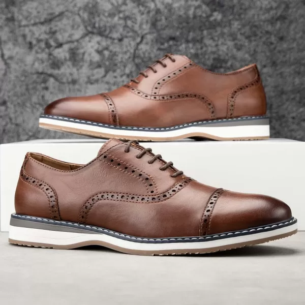 Meijiana Mens Oxfords Casual Dress Shoes Leather Lace Up Shoes for Men Business Oxford ShoesBrown04
