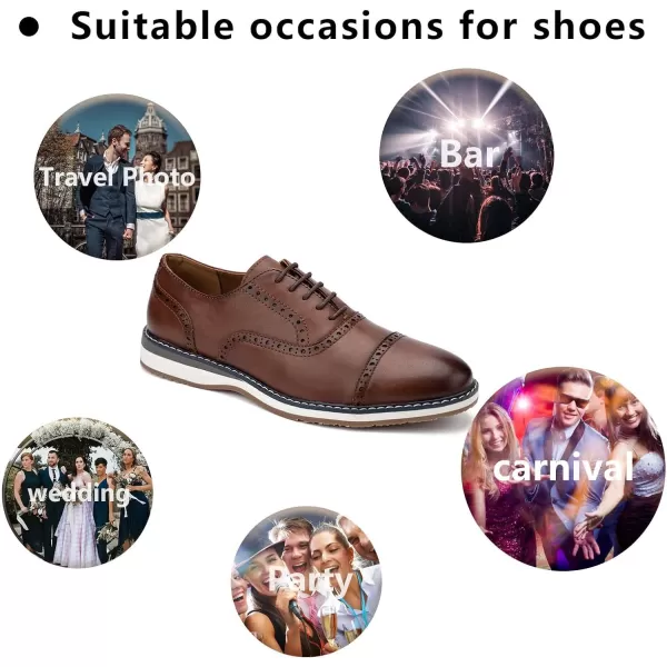Meijiana Mens Oxfords Casual Dress Shoes Leather Lace Up Shoes for Men Business Oxford ShoesBrown04