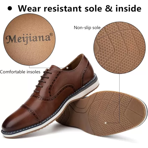 Meijiana Mens Oxfords Casual Dress Shoes Leather Lace Up Shoes for Men Business Oxford ShoesBrown04