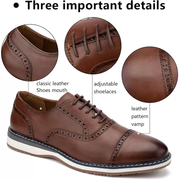 Meijiana Mens Oxfords Casual Dress Shoes Leather Lace Up Shoes for Men Business Oxford ShoesBrown04