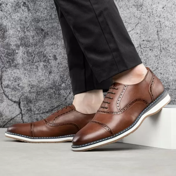 Meijiana Mens Oxfords Casual Dress Shoes Leather Lace Up Shoes for Men Business Oxford ShoesBrown04