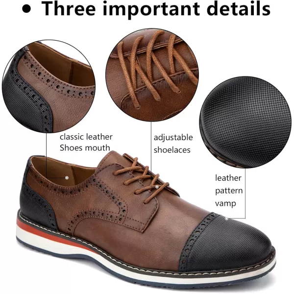 Meijiana Mens Oxfords Casual Dress Shoes Leather Lace Up Shoes for Men Business Oxford ShoesBrown05