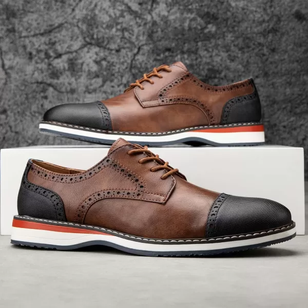Meijiana Mens Oxfords Casual Dress Shoes Leather Lace Up Shoes for Men Business Oxford ShoesBrown05