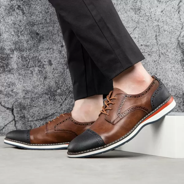 Meijiana Mens Oxfords Casual Dress Shoes Leather Lace Up Shoes for Men Business Oxford ShoesBrown05
