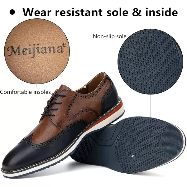 Meijiana Mens Oxfords Casual Dress Shoes Leather Lace Up Shoes for Men Business Oxford ShoesBrown06