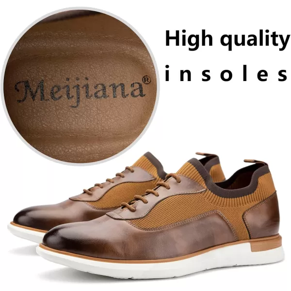 Meijiana Mens Oxfords Casual Dress Shoes Leather Lace Up Shoes for Men Business Oxford ShoesBrown08
