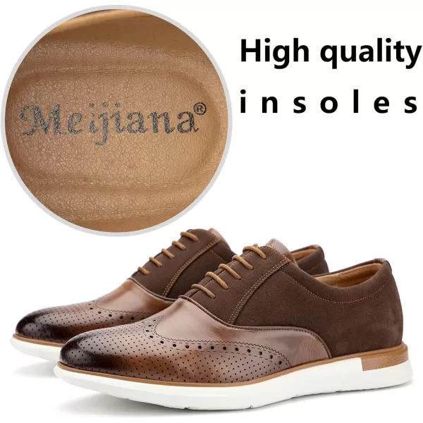 Meijiana Mens Oxfords Casual Dress Shoes Leather Lace Up Shoes for Men Business Oxford ShoesBrown10