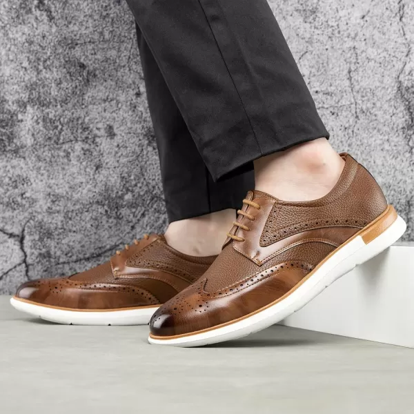 Meijiana Mens Oxfords Casual Dress Shoes Leather Lace Up Shoes for Men Business Oxford ShoesBrown12