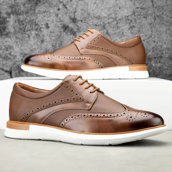 Meijiana Mens Oxfords Casual Dress Shoes Leather Lace Up Shoes for Men Business Oxford ShoesBrown12