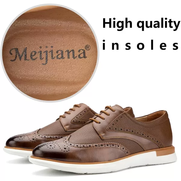 Meijiana Mens Oxfords Casual Dress Shoes Leather Lace Up Shoes for Men Business Oxford ShoesBrown12