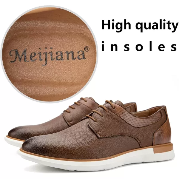 Meijiana Mens Oxfords Casual Dress Shoes Leather Lace Up Shoes for Men Business Oxford ShoesBrown14