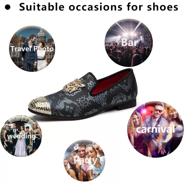 Meijiana Mens Velvet Loafers Dress Shoes with Metal Embellishments Party Luxury Loafer ShoesBlue09