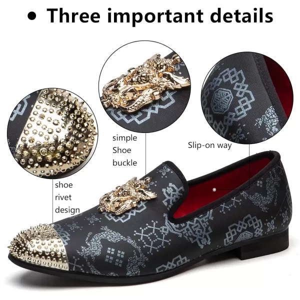 Meijiana Mens Velvet Loafers Dress Shoes with Metal Embellishments Party Luxury Loafer ShoesBlue09
