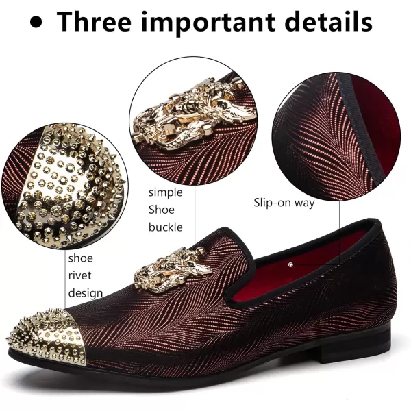 Meijiana Mens Velvet Loafers Dress Shoes with Metal Embellishments Party Luxury Loafer ShoesBrown07