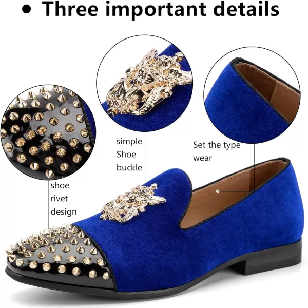 Meijiana Mens Velvet Loafers Dress Shoes with Metal Embellishments Party Luxury Loafer ShoesNavy13