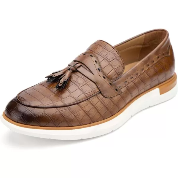 Meijiana Mens Classic Loafers Shoes Faux Leather Loafers Wedding Dress ShoesBrown02