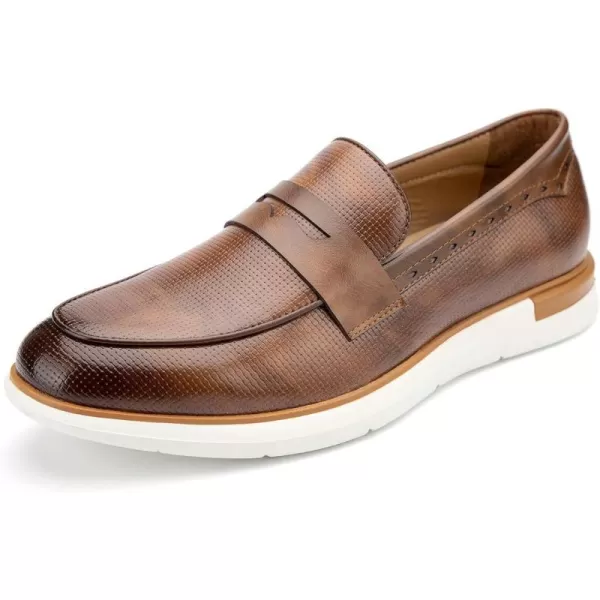 Meijiana Mens Classic Loafers Shoes Faux Leather Loafers Wedding Dress ShoesBrown04