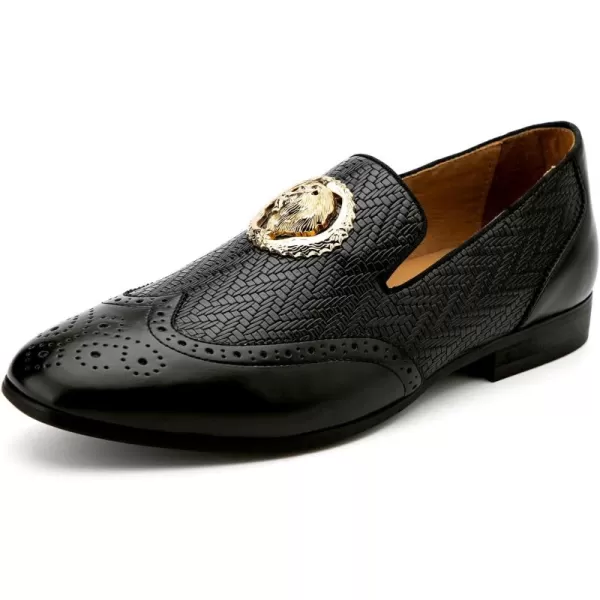 Meijiana Mens Fashion Classic Faux Leather Loafers and Weeding Dress Shoes for MenBlack02