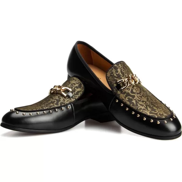Meijiana Mens Fashion Classic Faux Leather Loafers and Weeding Dress Shoes for MenGold01