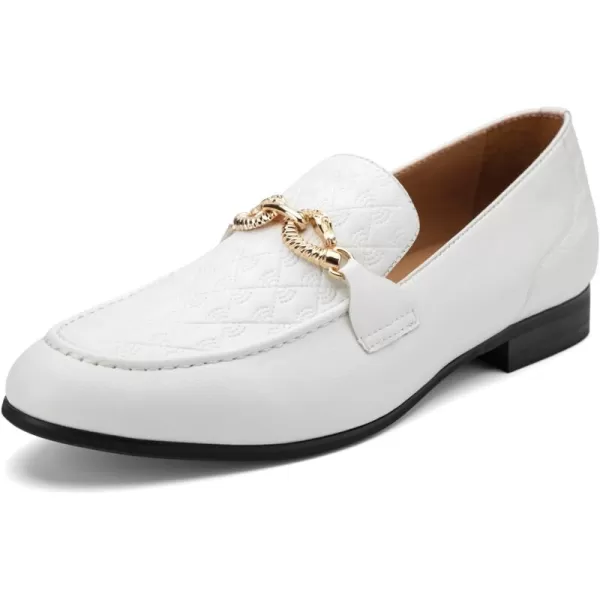 Meijiana Mens Fashion Classic Faux Leather Loafers and Weeding Dress Shoes for MenWhite08